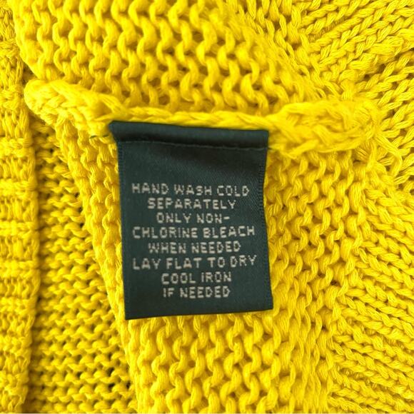 Ralph Lauren Villa Yellow Scoop Neck Open Weave knit sweater NWTS Large - Picture 6 of 8